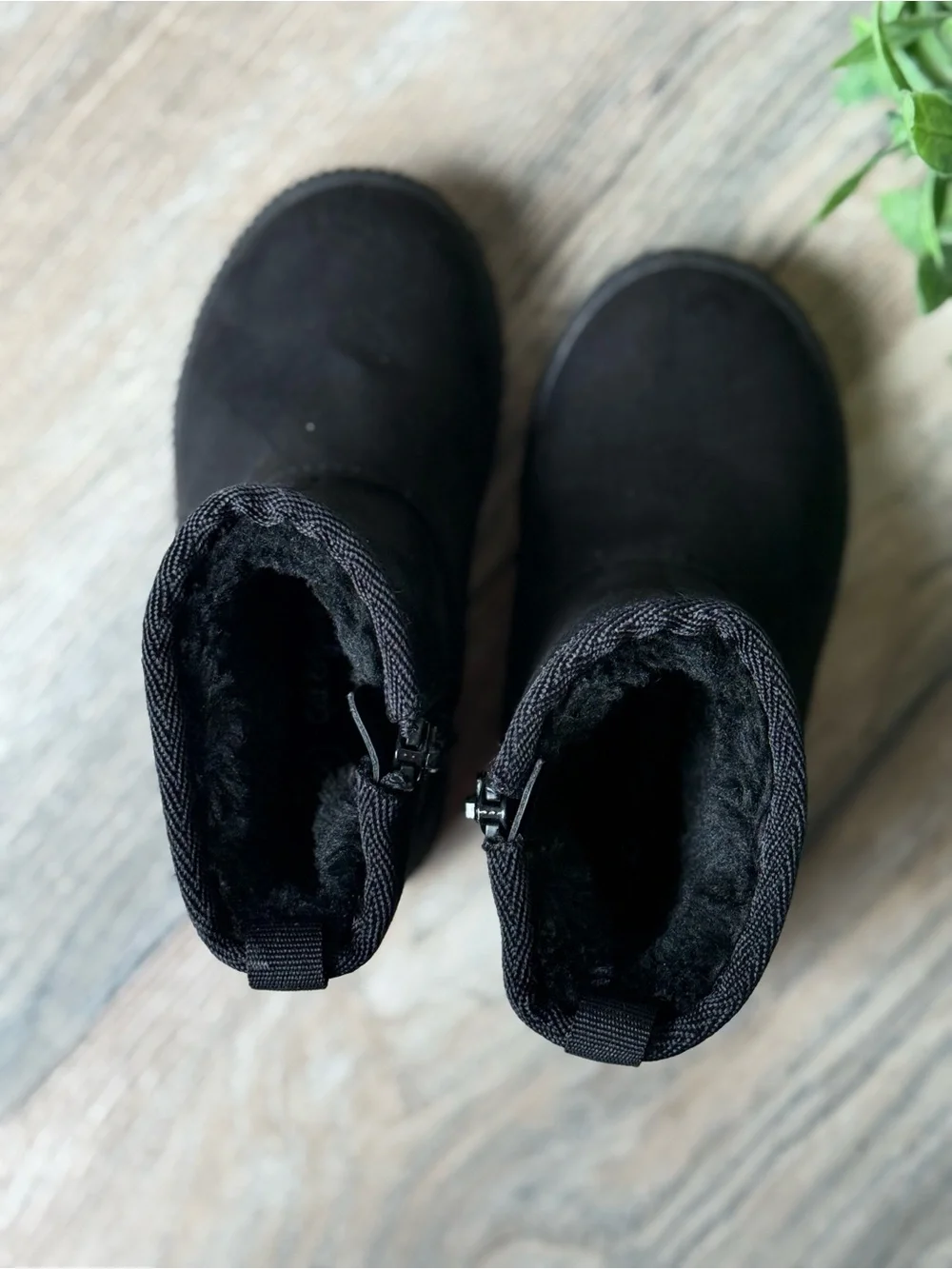 Cat & Jack Black Faux-Suede Kids Ankle Boots with Side Zipper